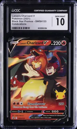 2021 POKEMON BLACK STAR PROMOS CELEBRATIONS LANCE'S CHARIZARD V CGC 10 GEM MINT - Image 1