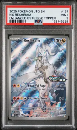 2025 POKEMON JTG EN-JOURNEY TOGETHER #167 N'S RESHIRAM PSA 9 - Image 1