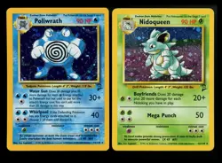 Nidoqueen 12/130 Poliwrath 15/130 Base Set 2 2000 Vintage Pokemon Card Lot WOTC - Image 1