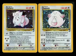 Chansey 3/130 Clefairy 6/130 Base Set 2 2000 Holo Vintage Pokemon Card Lot WOTC - Image 1