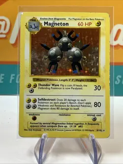 Magneton #9 Shadowless Holo Rare Base Set Pokemon TCG 1999 HP - Image 3
