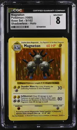 CGC 8 Magneton 1999 Base Set 9/102 Shadowless Holo Pokemon Card - Image 1