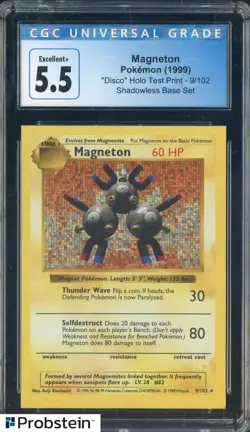 1999 Pokemon Shadowless Base Set #9 Magneton Disco Holo Test Print CGC 5.5 - Image 1