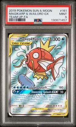 2019 POKEMON SUN & MOON TEAM UP #161 FULL ART/MAGIKARP & WAILORD GX PSA 9 - Image 1