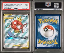 2019 POKEMON SUN & MOON TEAM UP #161 FULL ART/MAGIKARP & WAILORD GX PSA 9 - Image 3