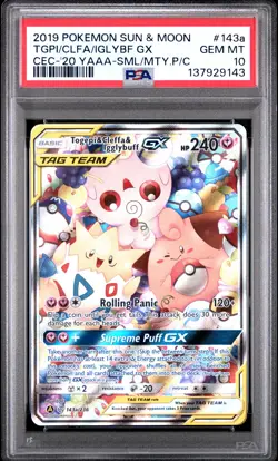 2019 POKEMON SUN & MOON COSMIC ECLIPSE TOGEPI & CLEFFA & IGGLYBUFF GX PSA 10 - Image 1