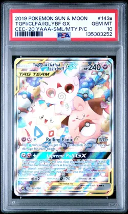 2019 POKEMON SUN & MOON COSMIC ECLIPSE TOGEPI & CLEFFA & IGGLYBUFF GX PSA 10 - Image 1