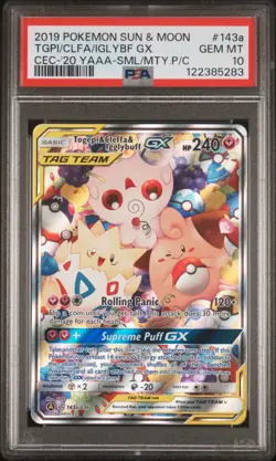 2019 POKEMON SUN & MOON COSMIC ECLIPSE TOGEPI & CLEFFA & IGGLYBUFF GX PSA 10 - Image 1