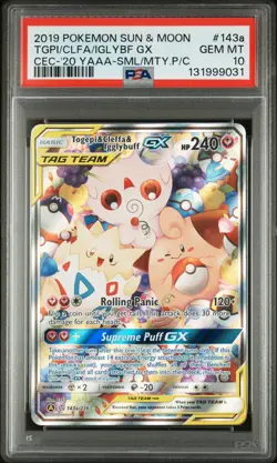 2019 POKEMON SUN & MOON COSMIC ECLIPSE TOGEPI & CLEFFA & IGGLYBUFF GX PSA 10 - Image 1