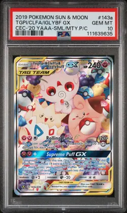 2019 POKEMON SUN & MOON COSMIC ECLIPSE TOGEPI & CLEFFA & IGGLYBUFF GX PSA 10 - Image 1