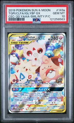2019 POKEMON SUN & MOON COSMIC ECLIPSE TOGEPI & CLEFFA & IGGLYBUFF GX PSA 10 - Image 1