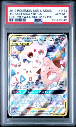 2019 POKEMON SUN & MOON COSMIC ECLIPSE TOGEPI & CLEFFA & IGGLYBUFF GX PSA 10 - Image 1