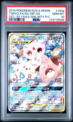 2019 POKEMON SUN & MOON COSMIC ECLIPSE TOGEPI & CLEFFA & IGGLYBUFF GX PSA 10 - Image 1