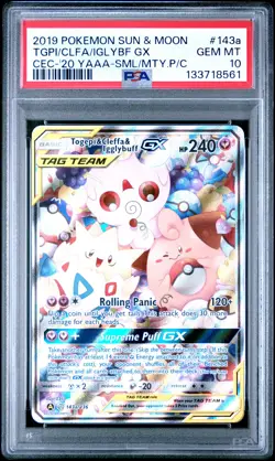 2019 POKEMON SUN & MOON COSMIC ECLIPSE TOGEPI & CLEFFA & IGGLYBUFF GX PSA 10 - Image 1