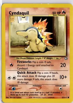 Pokemon TCG Cyndaquil Neo Genesis Card 57/111 Unlimited Pokemon Trading Card TCG - Image 1