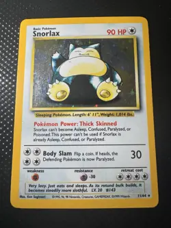 1999 Pokemon SNORLAX Jungle Set NO SYMBOL ERROR Misprint HOLO Rare Card 11/64 MP - Image 1
