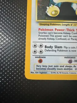 1999 Pokemon SNORLAX Jungle Set NO SYMBOL ERROR Misprint HOLO Rare Card 11/64 MP - Image 5