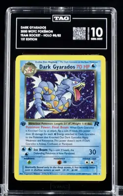 Pokemon 2000 Dark Gyarados #8 Team Rocket 1st Edition Holo HIGHEST RANKED TAG 10 - Image 1
