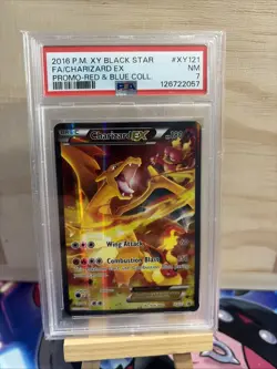 2016 Pokemon Xy Black Star Promo Charizard EX # XY121 Fa Red & Blue Coll. PSA 7 - Image 1