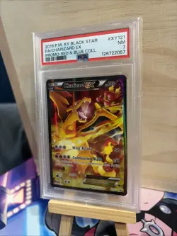 2016 Pokemon Xy Black Star Promo Charizard EX # XY121 Fa Red & Blue Coll. PSA 7 - Image 3