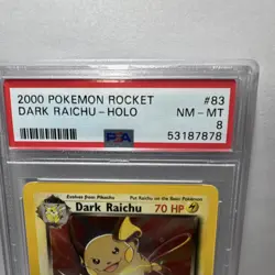 Pokemon Dark Raichu 83/82 Team Rocket Secret Rare Holo Unlimited PSA 8 - Image 2