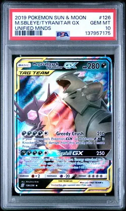 2019 POKEMON SUN & MOON UNIFIED MINDS #126 MEGA SABLEYE & TYRANITAR GX PSA 10 - Image 1