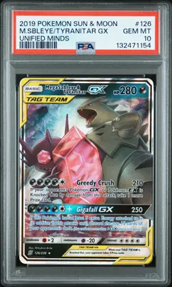 2019 POKEMON SUN & MOON UNIFIED MINDS #126 MEGA SABLEYE & TYRANITAR GX PSA 10 - Image 1