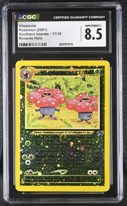 CGC 8.5 Vileplume 2001 Southern Islands 17/18 Reverse Holo SWIRL Pokemon Card - Image 1