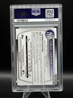 2025 Bowman Chrome Carlos Lagrange True Purple Auto /250 PSA 8 1st Bowman - Image 2