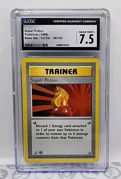 Super Potion 90/102 Shadowless 1st Base Set 1999 Pokemon Card Graded CGC 7.5 - Image 1