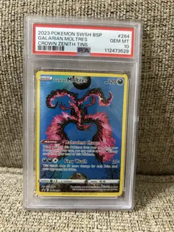 2023 Pokemon Swsh Black Star Promo Galarian Moltres #284 Crown Zenith Tin PSA 10 - Image 1