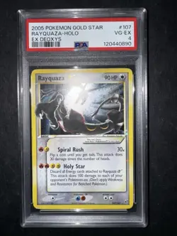 Pokemon Rayquaza Gold Star 107/107 EX Deoxys ENG PSA 4 - No Charizard Crystal - Image 1
