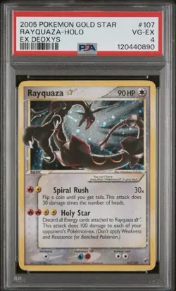 Pokemon Rayquaza Gold Star 107/107 EX Deoxys ENG PSA 4 - No Charizard Crystal - Image 3