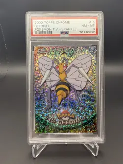 2000 TOPPS CHROME POKEMON T.V. SPARKLE #15 BEEDRILL PSA 8 - Image 1