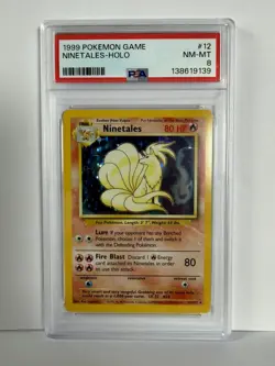 1999 POKEMON BASE SET UNLIMITED #12/102 NINETALES-HOLO PSA 8 - Image 1