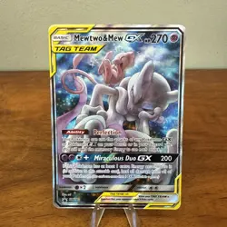 Pokemon TCG Mewtwo and Mew GX Sun Moon SM191 MP-LP - Image 1