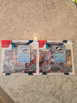 Pokemon TCG Scarlet and Violet Paradox Rift 3 Booster Pack Blister (2) Sealed - Image 1