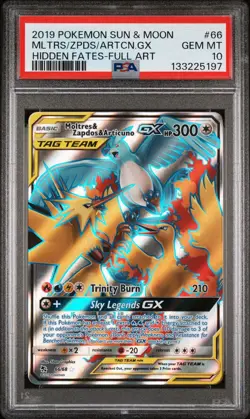 Pokemon TCG Moltres Zapdos Articuno GX 66/68 Full Art Hidden Fates PSA 10 - Image 2
