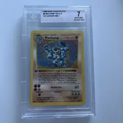 MACHAMP 1ST EDITION SHADOWLESS Graded 7 #8 BASE SET POKEMON Vintage Pokemon - Image 1