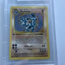 MACHAMP 1ST EDITION SHADOWLESS Graded 7 #8 BASE SET POKEMON Vintage Pokemon - Image 3