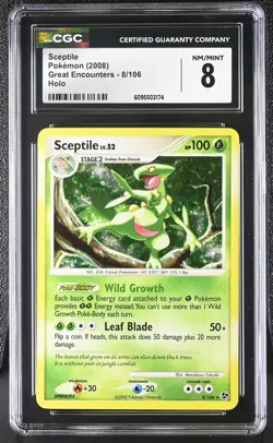 CGC 8 Sceptile 8/106 Holo Great Encounters Pokemon Card - Image 1