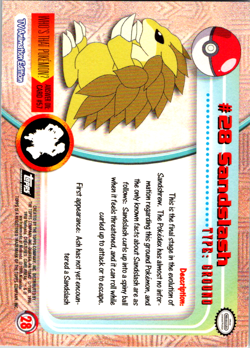 Sandslash #28 Holo Pokemon Topps Series 1 Card (Black Label) NM - Image 2