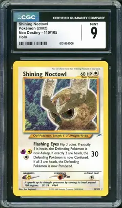 CGC 9 MINT Shining Noctowl 2002 Neo Destiny 110/105 Holo Pokemon Card psa - Image 1