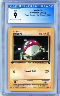 💥Voltorb Team Rocket 1st Edition Stamp # 69/82 Pokemon Card 2000 CGC 9 MINT - Image 1
