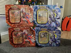 Pokemon Paldea Legends Case 4 Tins 20 Packs Koraidon Miraidon EX Factory Sealed - Image 1