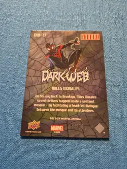 2023-24 Miles Morales Upper Deck Marvel Annual DARKWEB 💥52/99💥 #DW-17 PURPLE - Image 2