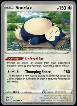 Snorlax 143/196 2023 World Championship LP+ Pokemon Card Gabriel Fernandez Deck - Image 1
