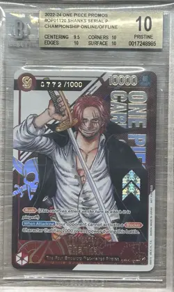 BGS 10 PRISTINE 2023 One Piece Shanks Serial #772 OP01-120 Regionals English - Image 1