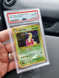 2000 Pokemon Japanese Neo Meganium #154 Holo PSA 10 Base Set Swirl - Image 3