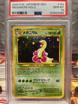 2000 Pokemon Japanese Neo Meganium #154 Holo PSA 10 - Image 1